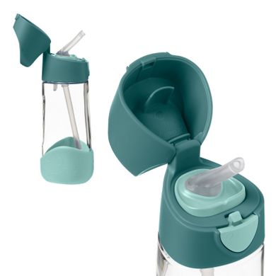 B.Box, zestaw: mini lunchbox + butelka tritanowa ze słomką, 450 ml, Emerald Forest