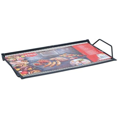 BBQ, blacha do grillowania, metalowa, czarna, 40-22 cm