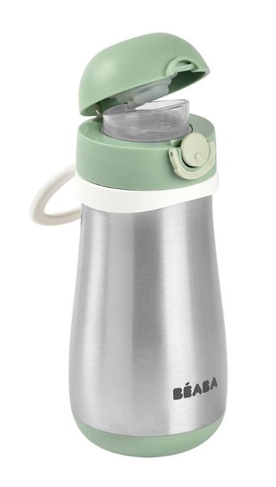 Beaba, bidon termiczny, ze słomką, sage green, 350 ml