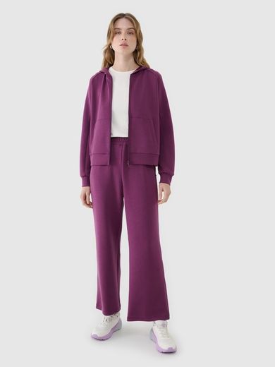 Bluza damska z kapturem, rozpinana, bordowa, 4F