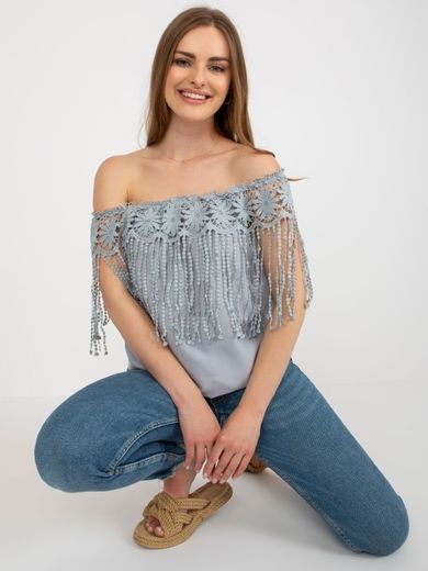 Bluzka damska bez rękawów, szara, Factory Price