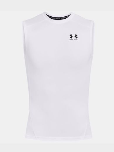 Bluzka termoaktywna męska bez rękawów, biała, Under Armour