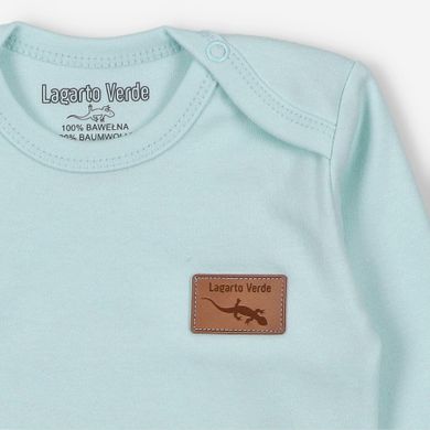 Body niemowlęce z długim rękawem, niebieskie, Lagarto Verde