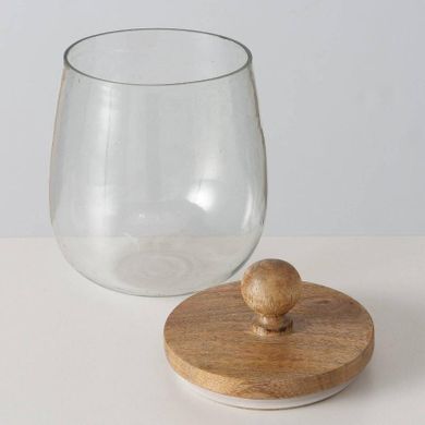 Boltze Home, szklany słoik, Varud, z pokrywką z drewna mango, Ø 12 cm