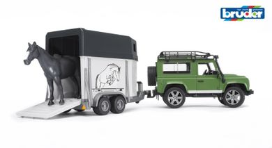 Bruder, Land Rover z przyczepą dla konia i figurką konia