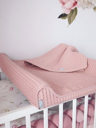 Ceba Baby, Waffle Line, kocyk dziecięcy, Silver Pink, 90-90 cm
