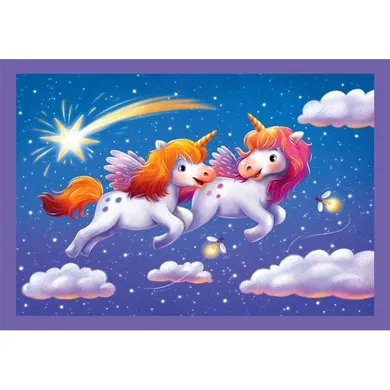 Clementoni, Super Color, Dzień z jednorożcami, puzzle 4w1