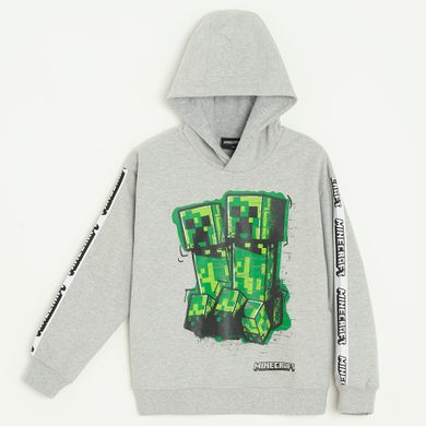 Cool Club, Bluza chłopięca z kapturem, szara, Minecraft
