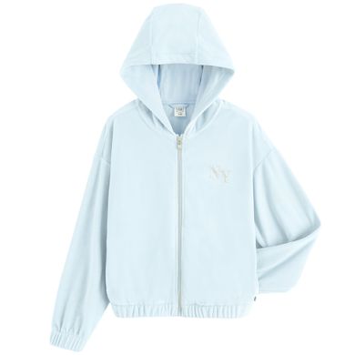 Cool Club, Bluza dziewczęca z kapturem, rozpinana, welurowa, niebieska