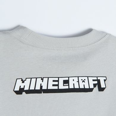 Cool Club, Bluzka chłopięca z długim rękawem, jasnoszara, Minecraft