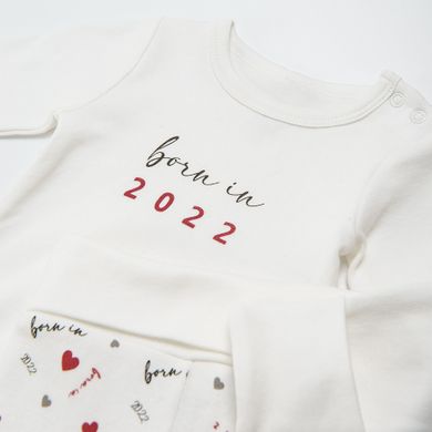 Cool Club, Komplet niemowlęcy, Body z długim rękawem, Półśpiochy, bawełna organiczna, ecru, born in 2022