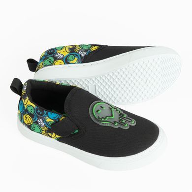 Cool Club, Trampki slip on chłopięce, czarne, SmileyWorld