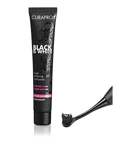 Curaprox, Black is White, hydrosonic, szczoteczka soniczna + pasta wybielająca do zębów