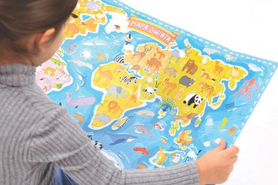 CzuCzu, Mapa świata. Zwierzęta, puzzle z figurkami