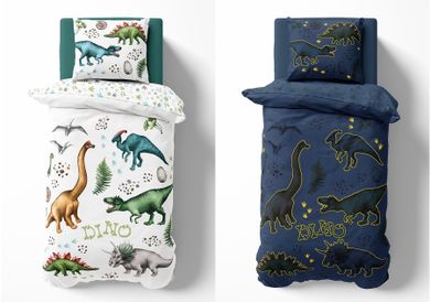 Dino, fluo, 2-częściowy komplet pościeli świecącej w ciemności, 160-200 cm
