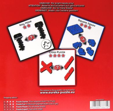 Eureka 3D, Intelligent, Key Maze, Square Jigsaw, Cross Puzzle, łamigłówki