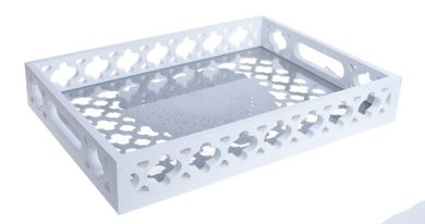 Taca ażurowa, biało-szara, 35-25-5 cm