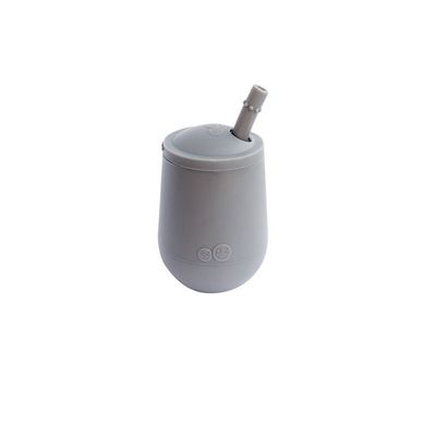 EZPZ, silikonowy kubeczek ze słomką Mini Cup + Straw Training System, 120 ml, szary
