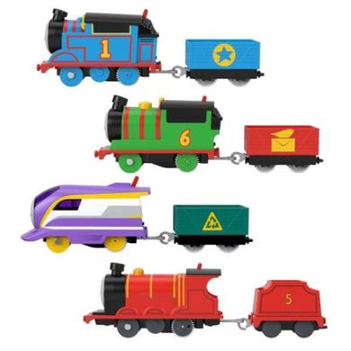 Fisher-Price, Tomek i Przyjaciele, Tomek, Piotruś, Kana i Kuba, lokomotywy z napędem, zestaw