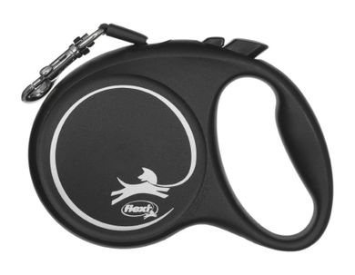 Flexi Black Design, smycz taśmowa, rozmiar M, 5m, czarna
