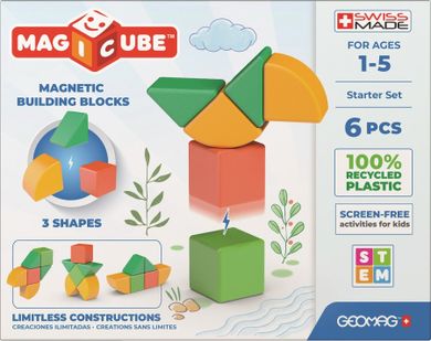 Geomag, Magicube, 3 Shapes, Recycled Starter Set, klocki magnetyczne, 6 elementów