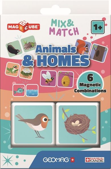 Geomag, Magicube, Mix & Match, Animals & Home, kostki magentyczne, 2 elementów