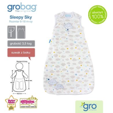 Gro Company, Grobag Sleepy Sky, śpiworek zimowy, grubość 3,5 tog, 6-18m