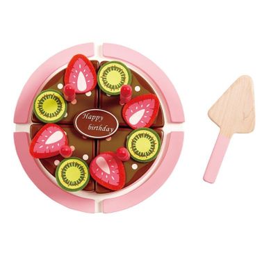 Hape, Tort urodzinowy dwusmakowy, klocki drewniane, 23 elementy