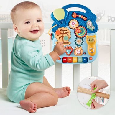 Interaktywny chodzik, edukacyjny stolik, 3w1, niebieski
