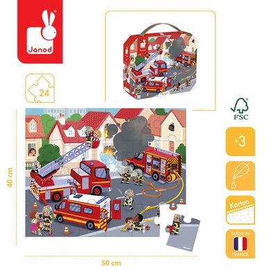 Janod, Strażacy, puzzle w walizce, 24 elementy
