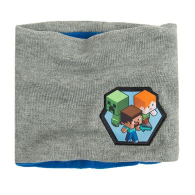 Komplet chłopięcy, Czapka z pomponem, Komin, szary, Minecraft
