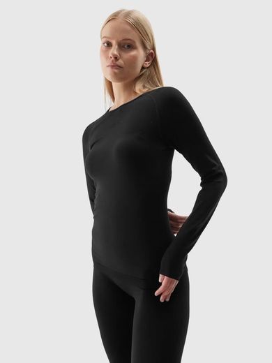 Komplet termoaktywny damski, Bluzka z długim rękawem, Legginsy, czarny, 4F