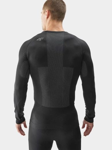 Komplet termoaktywny męski, Bluzka z długim rękawem, Legginsy, czarny, 4F