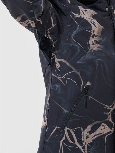 Kurtka narciarska chłopięca z kapturem, ocieplana, granatowa, 4F