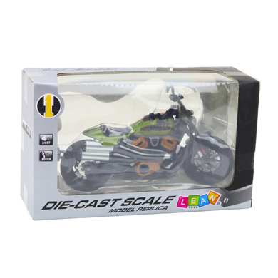 Lean Toys, Chopper, motocykl, pojazd interaktywny, czarno-zielony, 1:12
