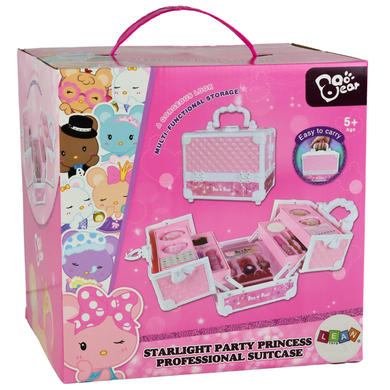 Lean Toys, duży kuferek z kosmetykami, różowy