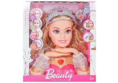 Lean Toys, głowa lalki do stylizacji z akcesoriami