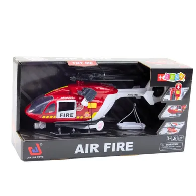 Lean Toys, helikopter, pojazd straży pożarnej z hakiem i noszami, 1:14
