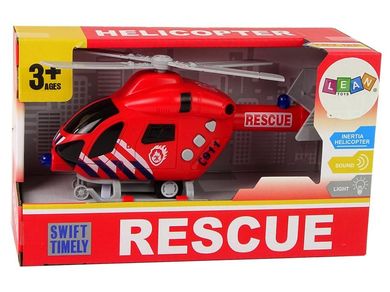 Lean Toys, helikopter ratunkowy, straż pożarna, pojazd interaktywny, czerwony