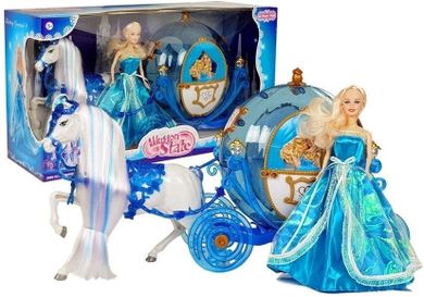 Lean Toys, Księżniczka, lalka w karocy, zestaw z akcesoriami, niebieska
