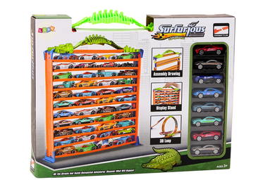 Lean Toys, parking dla autek resoraków 2w1, pętla 360, zestaw z pojazdami