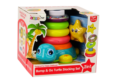 Lean Toys, piramidka, jeżdżący żółwik, 2w1, zabawka interaktywna