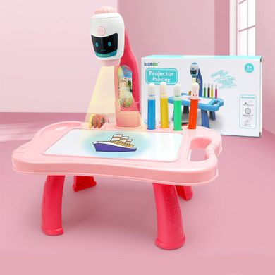 Lean Toys, robot, stolik z projektorem, różowy
