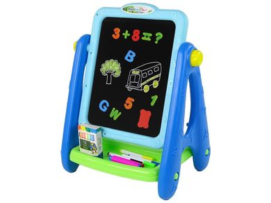 Lean Toys, tablica edukacyjna 2w1, kreda i pisaki, niebieska