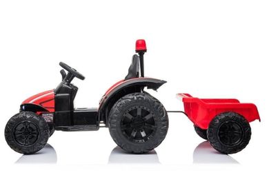 Lean Toys, Traktor z przyczepą, pojazd na akumulator, czerwony