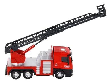 Lean Toys, wóz strażacki z wysuwaną drabiną, czerwony