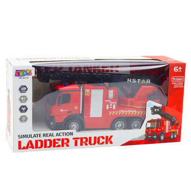 Lean Toys, wóz strażacki z wysuwaną drabiną, pojazd zdalnie sterowany