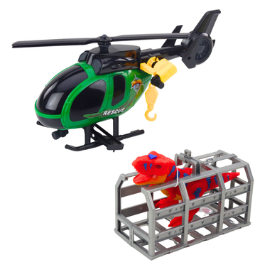 Lean Toys, zestaw pojazdów ratunkowych z dinozaurem, interaktywny
