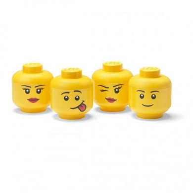 LEGO, Zestaw 4 mini głów, pojemniki
