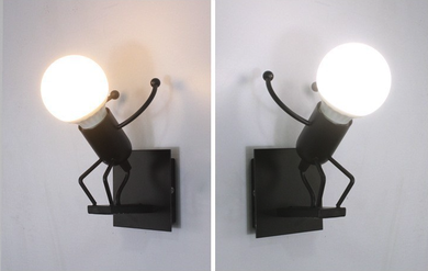 Loft, lampa ścienna, kinkiet, pojedyńczy, czarna